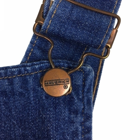 VINTAGE Maverick Denim Bib Overall Dress Pinafore Jumper Retro Western Size 5/6 - Picture 6 of 8